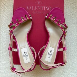 Valentino Garavani Pink Rockstud Flair Slingback Size 6.5